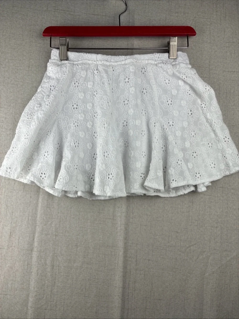 Stitch & Pine Girls White Eyelet L 14 Skort Soft Skirt Casual Active Cottagecore